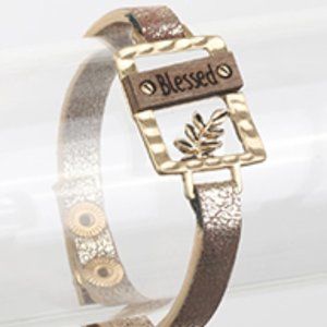 "Blessed" Leather Bracelet